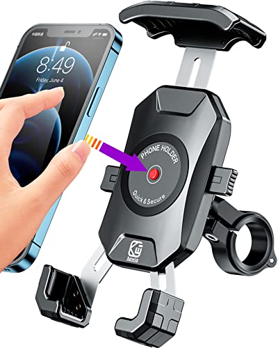 BRCOVAN Handyhalterung Motorrad, Handyhalter Fahrrad, Knopf-Automatikverriegelung 360 Drehung Outdoor Lenker Handy Halterung für 4-7 Zoll Smartphone von BRCOVAN