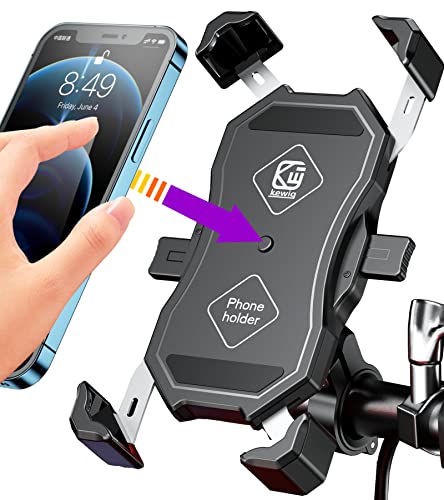 Handyhalterung Motorrad, Handyhalter Fahrrad, BRCOVAN EIN-Knopf-Automatikverriegelung 360 Drehung Outdoor Lenker Handy Halterung für 4-6,9 Zoll Smartphone mit Montagesockel Aus Aluminiumlegierung von BRCOVAN