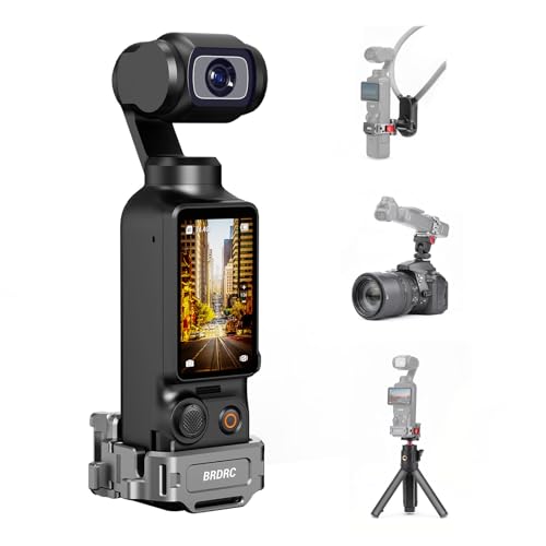 BRDRC Pocket 3 Cage Expansion Adapter, Aluminiumlegierung Mount Metall Halterung Befestigungen mit 1/4 Schraubenlöchern, für GoPro Adapter, Cold Shoe, für Osmo Action Schnellverschluss für Creator von BRDRC