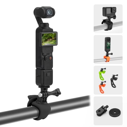BRDRC Pocket 3 Halterung Motorrad Fahrrad Wickelband Lenkerrohr Überrollbügel Stockstange Skihalter Zubehör für GoPro Max Mini Hero 12 11 10, Osmo Pocket 3 2, für Insta360 X3 Ace Pro Action Kamera von BRDRC