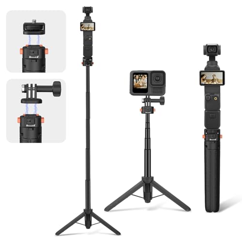 53CM Osmo Pocket 3 Stativ für GoPro Action Camera, Minischreibtisch-Auslegestativ, Kleiner handgehaltener Selfiestick mit Schnellverschluss 1/4'' für Vlogs für DJI Action 5 Pro für Insta360 X4 Zubehör von BRDRC