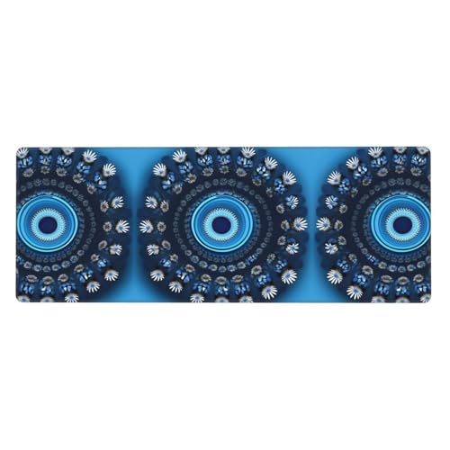 Blaue Mini-Tastaturunterlage mit Blumen-Wirbeln, große Gummi-Tastaturunterlage, Büro-Schreibtischunterlage, Schreibblock, Computer-Desktop-Pad, starke Haftung von BREAUX