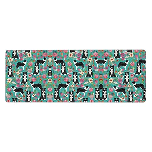 Border Collie Mauspad mit Blumenmuster, rutschfestes Gummi-Pad, Laptop-Schreibtischunterlage, Computer- und Spiel-Handgelenkschutz Border Collie Mauspad mit Blumenmuster, rutschfestes Gummi-Pad, Laptop-Schreibtischunterlage, Computer- und Spiel-Handgelenkschutz von BREAUX
