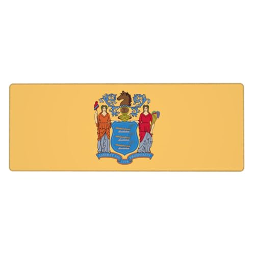 Große Gummi-Tastaturunterlage mit Flagge von New Jersey, Büro-Schreibtischunterlage, Schreibblock, Computer-Desktop-Pad, starke Haftung von BREAUX
