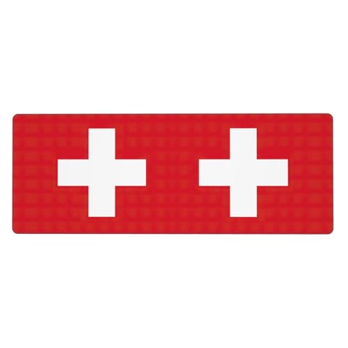 Große Gummi-Tastaturunterlage mit Schweizer Flagge, Büro-Schreibtischunterlage, Schreibblock, Computer-Desktop-Pad, starke Haftung von BREAUX