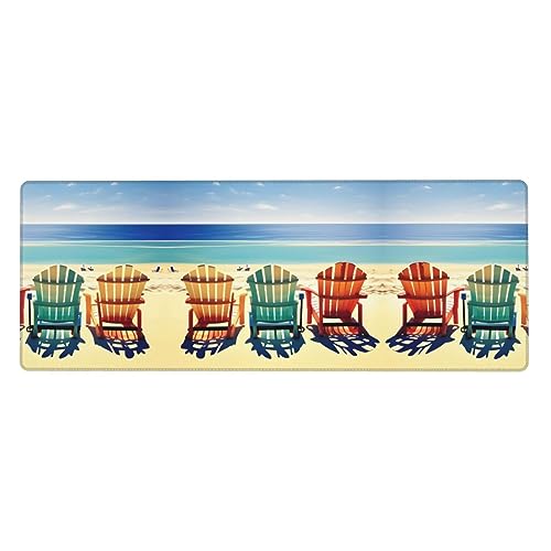 Große Gummi-Tastaturunterlage mit Strandszene mit Stühlen, Büro-Schreibtischunterlage, Schreibblock, Computer-Desktop-Pad, starke Haftung von BREAUX