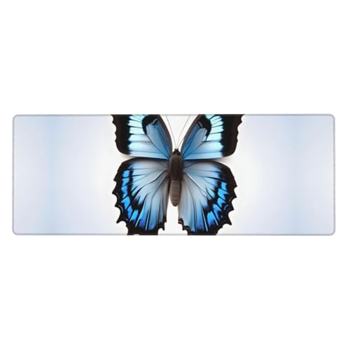 Große Gummi-Tastaturunterlage mit blauem Schmetterling, Büro-Schreibtischunterlage, Schreibblock, Computer-Desktop-Pad, starke Haftung von BREAUX
