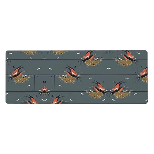 Mauspad mit Scheunenschwalbe in Graphitdruck, rutschfestes Gummi-Pad, Laptop-Schreibtischunterlage, Computer- und Spiel-Handgelenkschutz von BREAUX