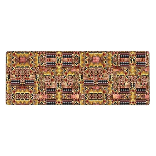Mauspad mit afrikanischem Textil-Patchwork-Druck, rutschfestes Gummi-Pad, Laptop-Schreibtischunterlage, Computer- und Spiel-Handgelenkschutz von BREAUX