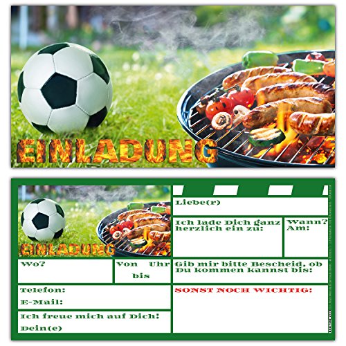 12 BBQ & Fussball Einladungskarten Set zum Kindergeburtstag Fußball-Party Grill-Fest - Einladungen für Jungen Mädchen und Erwachsene von BREITENWERK® 12 BBQ & Fussball Einladungskarten Set zum Kindergeburtstag Fußball-Party Grill-Fest - Einladungen für Jungen Mädchen und Erwachsene von BREITENWERK® von BREITENWERK