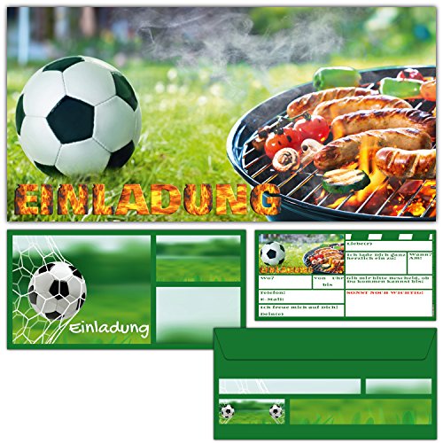 12er Set Fussball & Grillen Einladungskarten mit Umschlägen - Fußball Einladungen für BBQ Grill-Party Jungen Mädchen Kindergeburtstag von BREITENWERK® 12er Set Fussball & Grillen Einladungskarten mit Umschlägen - Fußball Einladungen für BBQ Grill-Party Jungen Mädchen Kindergeburtstag von BREITENWERK® von BREITENWERK