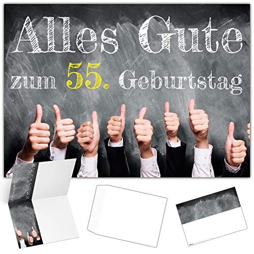 BREITENWERK A4 XXL 55 Geburtstag Karte DAUMEN HOCH mit Umschlag - edle Geburtstagskarte - Glückwunschkarte zum 55. Geburtstag für Mann & Frau von BREITENWERK