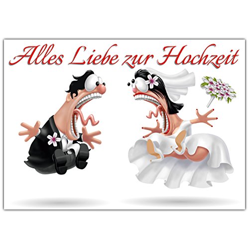 BREITENWERK A4 XXL Hochzeitskarte BRAUTPAAR mit Umschlag - edle Glückwunschkarte zum Aufklappen mit lustiger Karikatur zur Hochzeit - Maxikarte von BREITENWERK