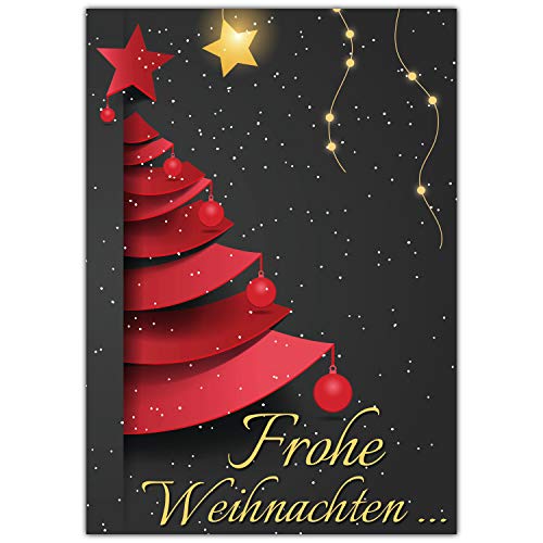 BREITENWERK A4 XXL Weihnachtskarte WEIHNACHTSBAUM mit Umschlag - edle Klappkarte für liebe Kollegen Freunde Verwandte - Frohe Weihnachten Karte von BREITENWERK