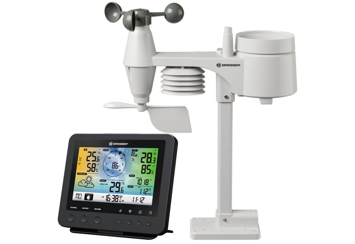 BRESSER BRESSER WLAN-Farbwetterstation mit 5-in-1-Profi-Sensor Wetterstation von BRESSER
