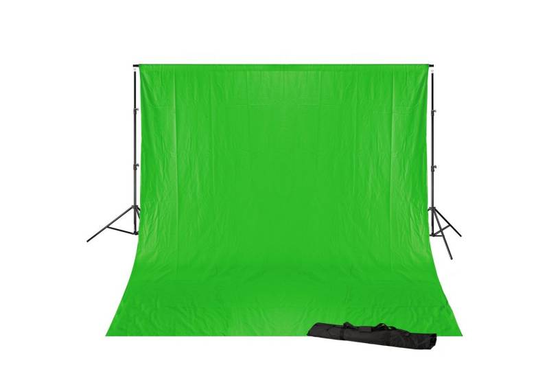 BRESSER Aufhängesystem BR-D23 Hintergrundsystem + Hintergrundstoff 3 x 4m Chromakey Grün von BRESSER