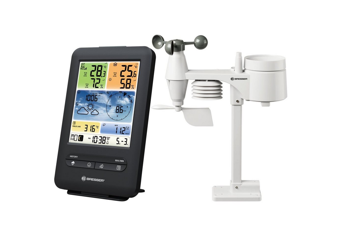 BRESSER BRESSER WLAN-Farbwetterstation mit 5-in-1-Profi-Sensor V Wetterstation BRESSER BRESSER WLAN-Farbwetterstation mit 5-in-1-Profi-Sensor V Wetterstation von BRESSER