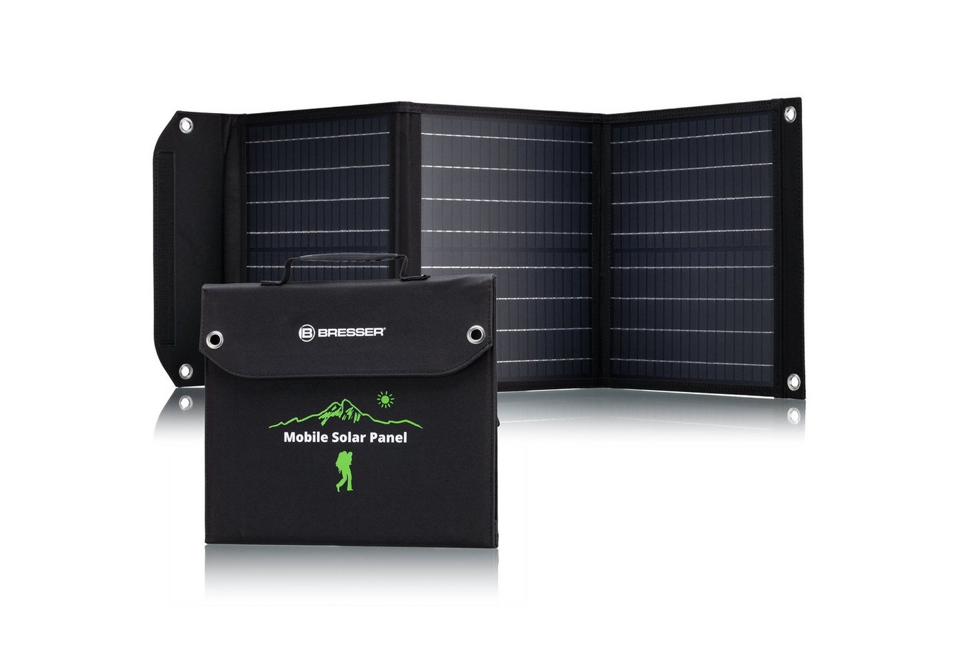BRESSER Mobiles Solar-Ladegerät 40 Watt mit USB- u. DC-Anschluss Solarladegerät von BRESSER