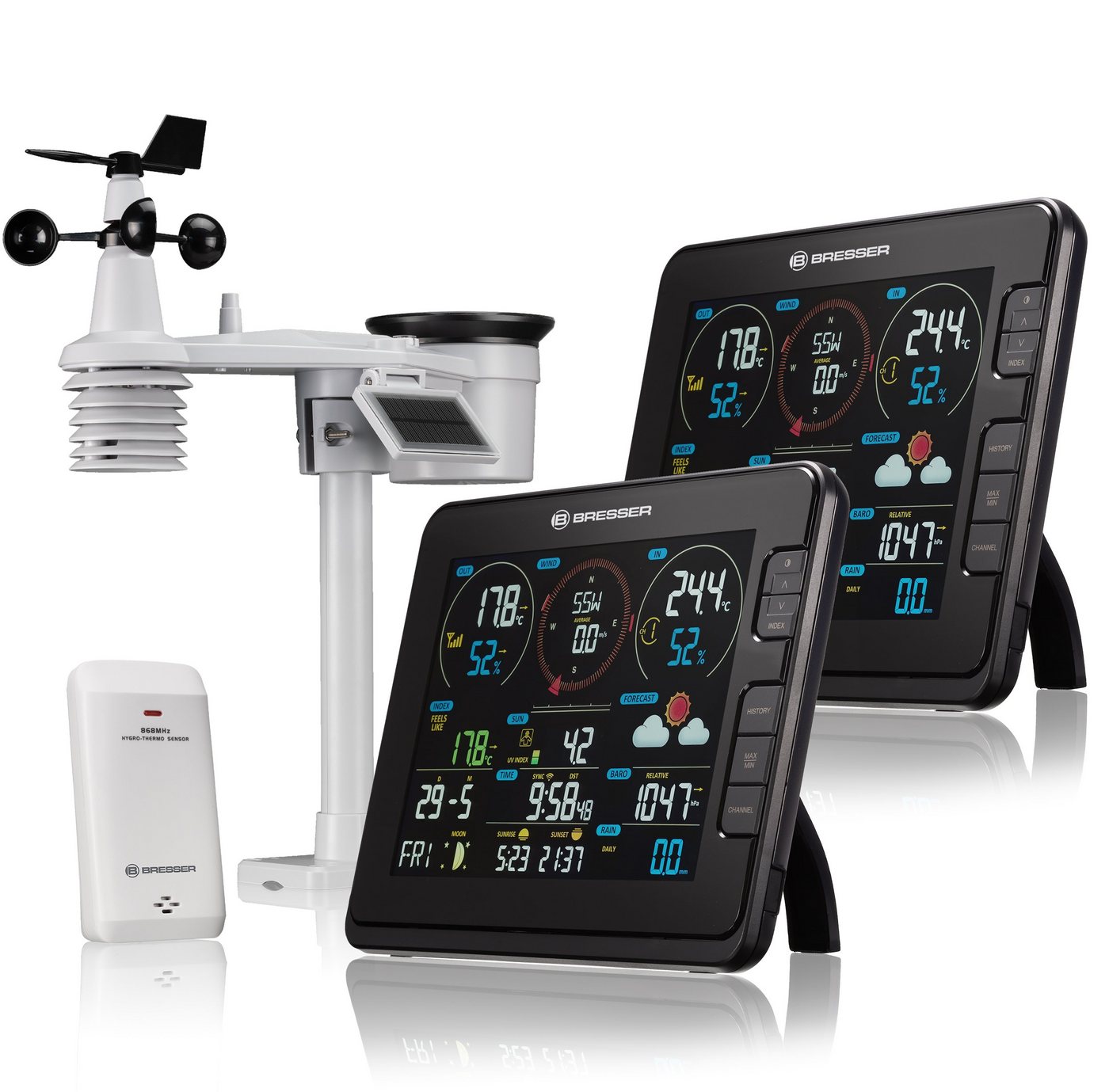 BRESSER BRESSER Profi-WLAN-Wetterstation 7-in-1 mit 2 Basisstationen, Lichtin… Wetterstation von BRESSER