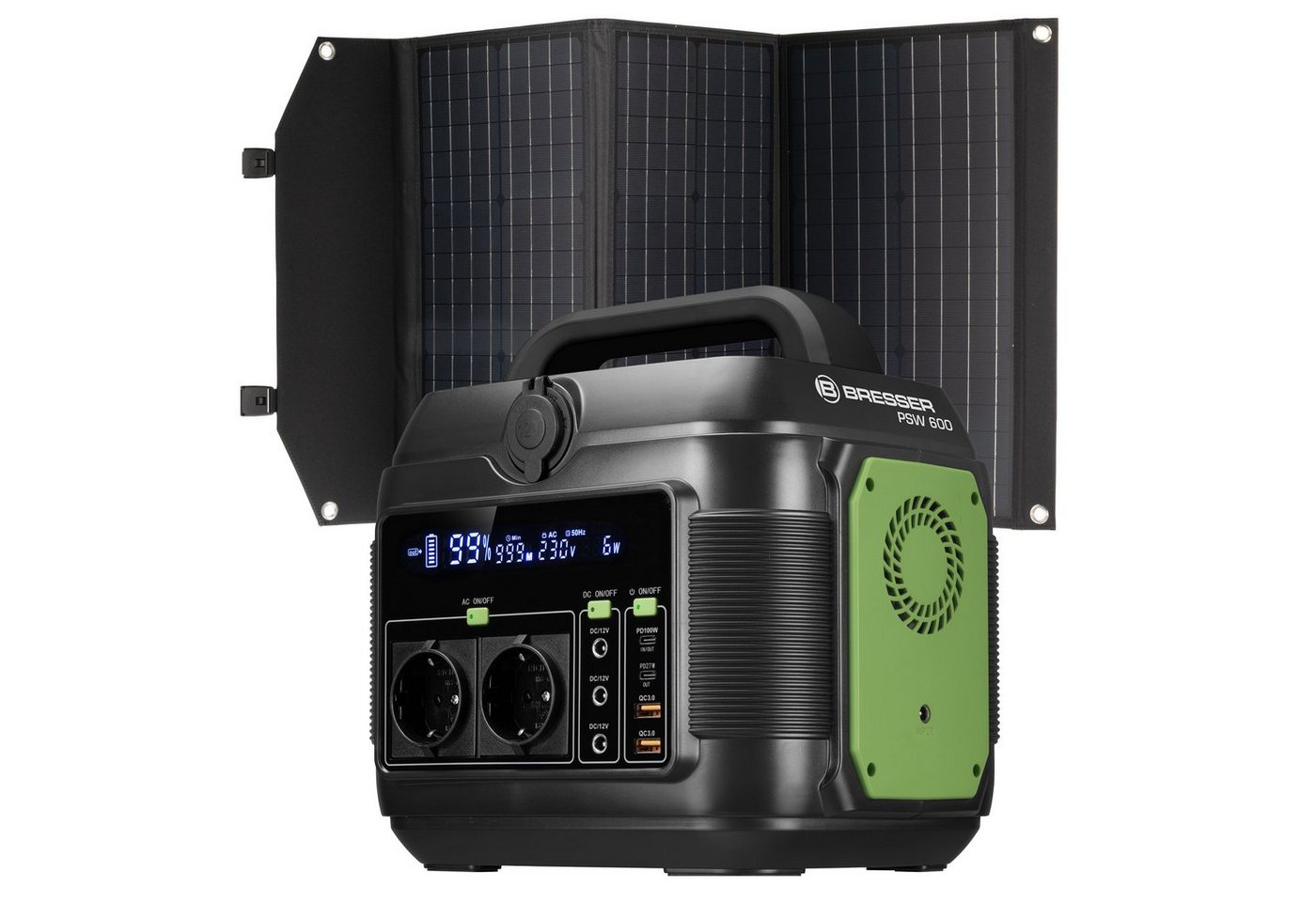 BRESSER Set Mobile Power Station 600 W +Solar-Ladegerät 90 W Powerstation von BRESSER