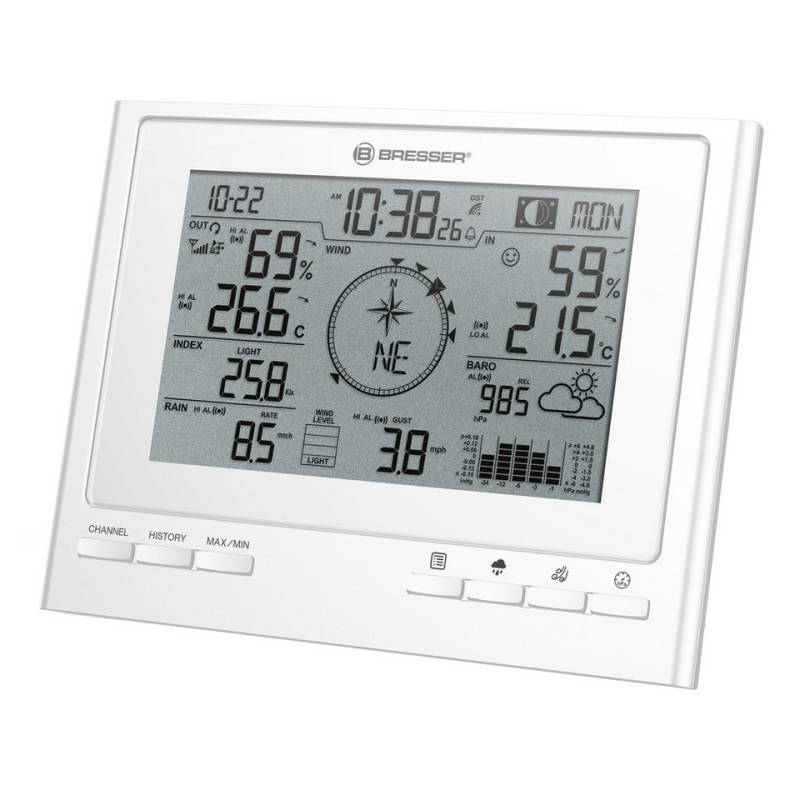 BRESSER Wetter Center ClimateScout Basisstation - weiß Wetterstation von BRESSER