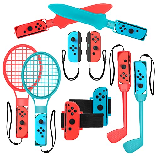 2024 Switch Spiele Zubehör Sets für Kinder Nintendo Switch Sports, 10-in-1-Familien Party Pack Spielzubehör Set Kit für Switch OLED Sportspiele von BRHE