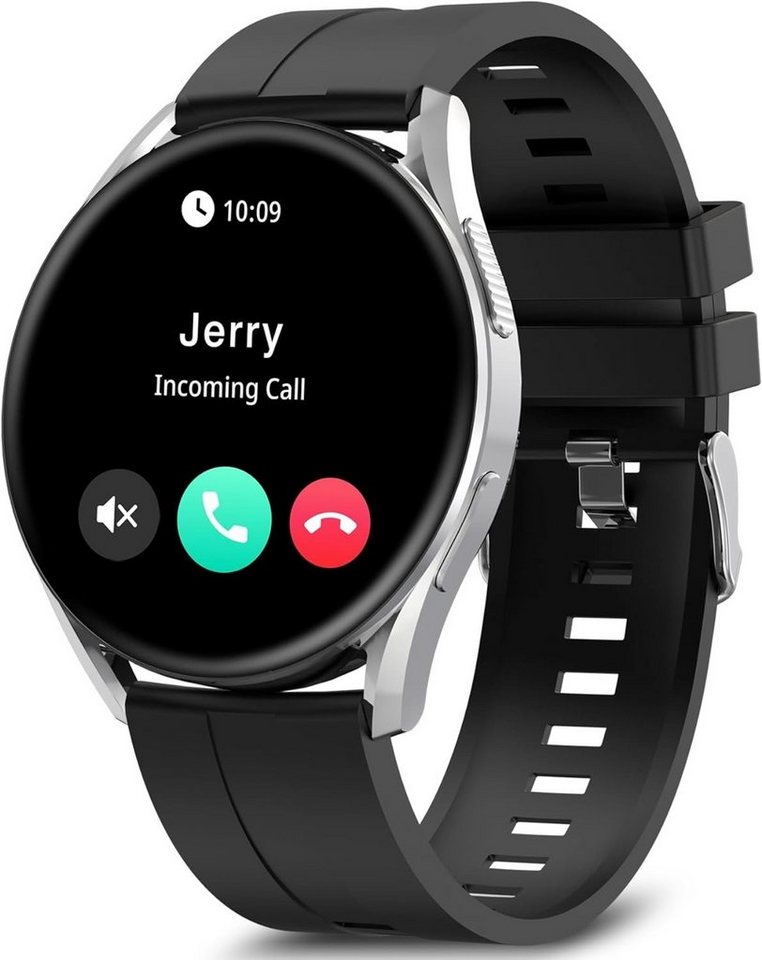 BRIBEJAT Smartwatch (1,43 Zoll, Android, iOS), mit Telefonfunktion, Fitness Tracker Schlafmonitor, IP68 Wasserdicht von BRIBEJAT