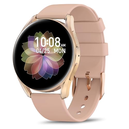 BRIBEJAT Smartwatch Damen mit Telefonfunktion, 1.27" Touchscreen Fitnessuhr, Fitness Tracker mit 123 Sportmodi, Armbanduhr mit Pulsuhr Schlafmonitor, IP68 Wasserdicht für iOS Android, Rosé Gold von BRIBEJAT