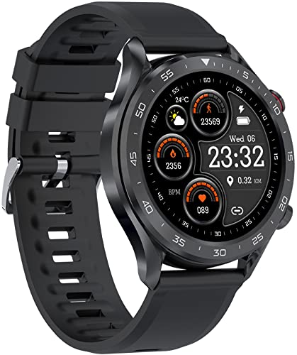 BRIBEJAT Smartwatch Herren, 1,32" HD Armbanduhr mit Telefonfunktion und Musikspeicher, Fitness Tracker 28 Sportmodi, IP68 Wasserdicht Fitnessuhr Runde für Android iOS，Orange von BRIBEJAT