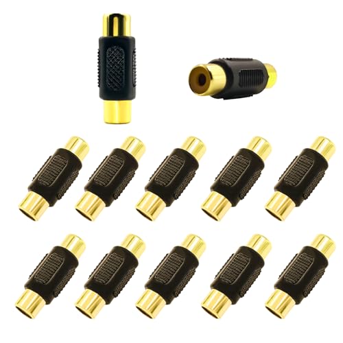 BRIEFCEC Cinch RCA Buchse Koppler, Cinch RCA Buchse auf Cinch RCA Buchse Adapterstecker für Lautsprecher, Cinch RCA Kabel, Phono, Verstärker (12 Stk) von BRIEFCEC