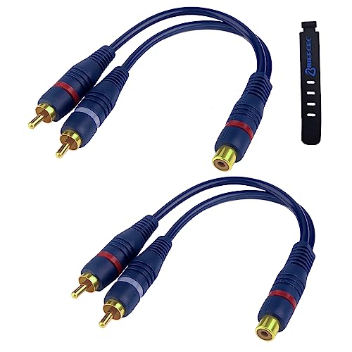 BRIEFCEC Cinch Y Kabel Cinch Splitter Kabel RCA Y Adapter 15cm Subwoofer Kabel Phono Kabel AV Kabel Coaxial Audio Kabel Chinch Kabel RCA Kabel RCA zu JACK (1-Buchse zu 2-Stecker, 2Stü, Blau) von BRIEFCEC