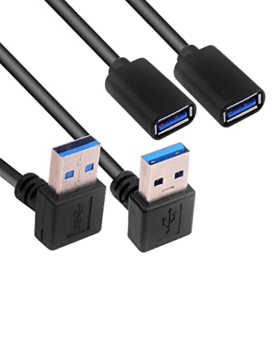 BRIEFCEC USB Adapter Kabel, USB Winkelstecker 90 Grad USB 3.0 Stecker Adapter Um 90 Grad nach Links/rechts/Oben/unten abgewinkelt Adapter USB auf Klinke (30CM, Oben+Unten, 2Stü) von BRIEFCEC