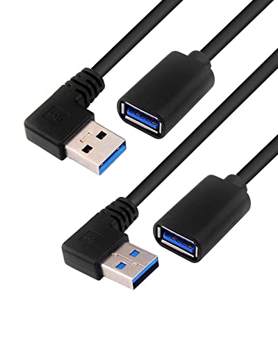 BRIEFCEC USB Adapter Kabel, USB Winkelstecker 90 Grad USB 3.0 Stecker Adapter Um 90 Grad nach links/rechts/oben/unten abgewinkelt Adapter USB auf klinke (30CM, Links+Rechts, 2Stü) von BRIEFCEC