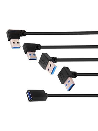 BRIEFCEC USB Adapter Kabel, USB Winkelstecker 90 Grad USB 3.0 Stecker Adapter Um 90 Grad nach links/rechts/oben/unten abgewinkelt Adapter USB auf klinke (30CM, Oben+Unten+Links+Rechts, 4Stü) von BRIEFCEC