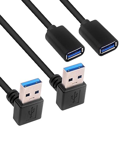 BRIEFCEC USB Adapter Kabel, USB Winkelstecker 90 Grad USB 3.0 Stecker Adapter Um 90 Grad nach links/rechts/oben/unten abgewinkelt Adapter USB auf klinke (30CM, Oben, 2Stü) von BRIEFCEC