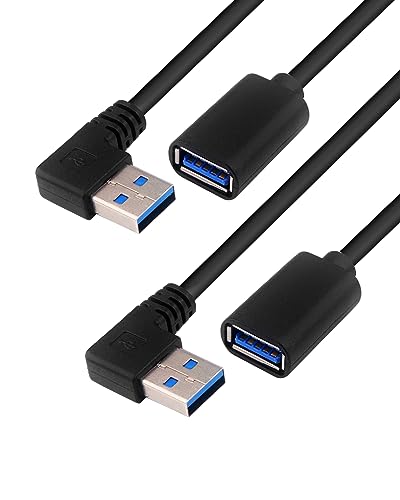BRIEFCEC USB Adapter Kabel, USB Winkelstecker 90 Grad USB 3.0 Stecker Adapter Um 90 Grad nach links/rechts/oben/unten abgewinkelt Adapter USB auf klinke (30CM, Rechts, 2Stü) von BRIEFCEC