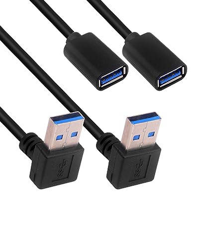 BRIEFCEC USB Adapter Kabel, USB Winkelstecker 90 Grad USB 3.0 Stecker Adapter Um 90 Grad nach links/rechts/oben/unten abgewinkelt Adapter USB auf klinke (30CM, Unten, 2Stü) von BRIEFCEC