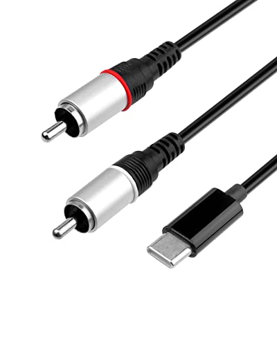 BRIEFCEC USB-C-auf-Cinch-Audiokabel, 1 m, Typ C auf Cinch-Kabel, Stereo, Phono, rot-weiß, Y-Splitter-Adapterkabel für Handy, Tablet, Heimkino, Verstärker, Lautsprecher usw. (1 m, schwarz) von BRIEFCEC