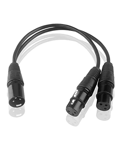 BRIEFCEC XLR Y Splitter Kabel 30CM， XLR Stecker auf Dual XLR Buchse XLR Patchkabel für Mikrofon Plattenmixer AMP Limiter Speaker, （ Schwarz von BRIEFCEC