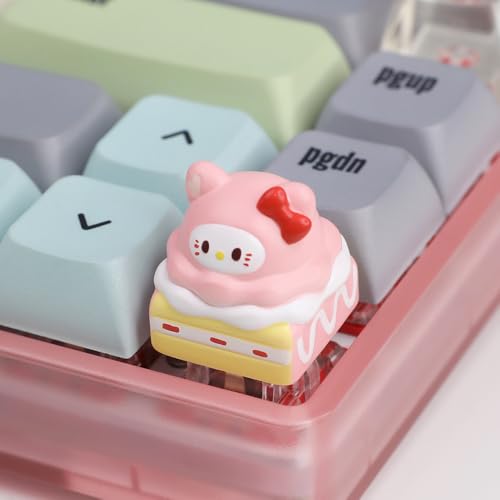 Cartoon-Tastenkappen, handgefertigte niedliche Tastenkappen, individuelle 3D-Tastenkappe, personalisierte Ersatz-Tastenkappe für mechanische Gaming-Tastaturen (Rosa und Rot) von BRIGHT STONE