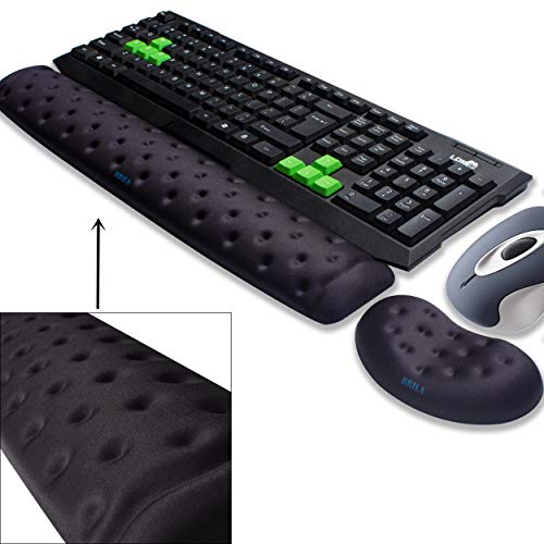 BRILA Ergonomisch Memory-Schaum Handgelenkauflage Set Für Tastatur und Maus - Handgelenkstütze Für Gaming & Work - Wrist Rest Set (Schwarz) von BRILA