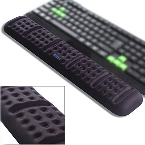 BRILA Verstärkt Tastatur-Handgelenkauflage mit ergonomischer Handstütze, bequem, weicher Memory-Schaum, gepolstert, rutschfest, großes Handgelenkkissen für Büro und Gaming Tastatur von BRILA
