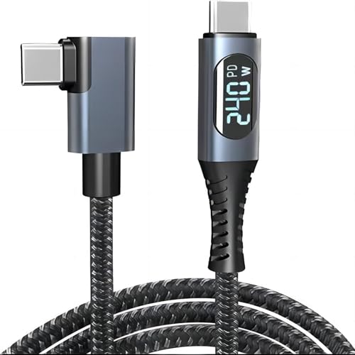 BRIMFORD 1M 240W USB C Display Kabel - Thunderbolt 4 mit LED Anzeige - 40Gbps USB-C Kabel 8K 60Hz LCD, Schnellladekabel für iPhone 16, MacBook Pro/Air, iPad, Pixel, PS5 (Gebogenes) von BRIMFORD