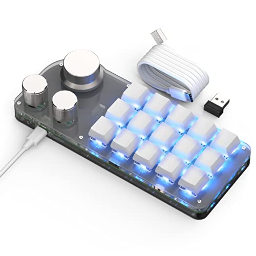 BRIMFORD Individuelle Mini-Tastatur 2,4 G Empfänger Wireless USB-C Mechanische Hot-Swap-Tastatur Programmierbare Hot-Keys RGB Speicherschichten für Makro Gaming Software OSU Kopie Tastatur (15 Tasten Weiß) von BRIMFORD