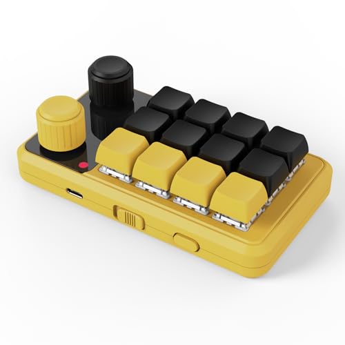BRIMFORD Kabellose Mechanische Makro-Tastatur mit programmierbarer RGB-Makrotastatur mit Hot-Swap-Unterstützung für PC-Spiele/Fotoproduktion/Bearbeitung (Gelb Schwarz) von BRIMFORD