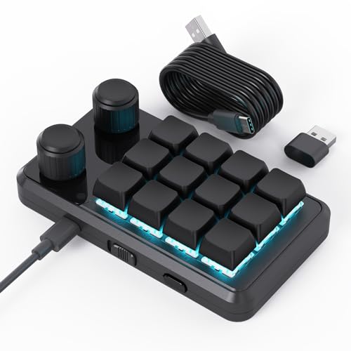 BRIMFORD Kabellose Mechanische Makro-Tastatur mit programmierbarer RGB-Makrotastatur mit Hot-Swap-Unterstützung für PC-Spiele/Fotoproduktion/Bearbeitung (Schwarz) von BRIMFORD