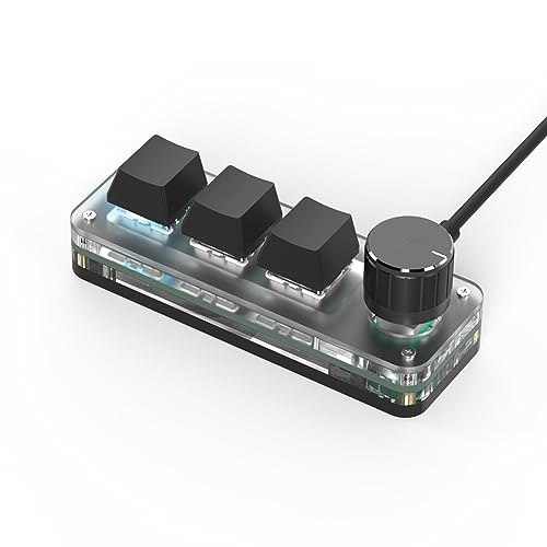 BRIMFORD Mechanische Makro-Tastatur,Kabellose Programmierbare 2.4G-Custom-Gaming-Tastatur mit Hot-Swap-Unterstützung,Mit RGB-Beleuchtungsdock,Kabelgebundene Verbindung (Schwarz, 3 Tasten/1 Knopf) von BRIMFORD