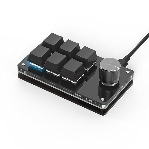 BRIMFORD Mechanische Makro-Tastatur,Kabellose Programmierbare 2.4G-Custom-Gaming-Tastatur mit Hot-Swap-Unterstützung,Mit RGB-Beleuchtungsdock,Kabelgebundene Verbindung (Schwarz, 6 Tasten/1 Knopf) von BRIMFORD