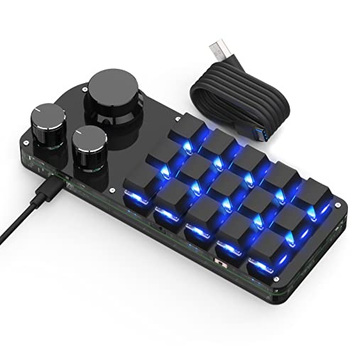 BRIMFORD Mechanische Makro-Tastatur,Kabellose Programmierbare 2.4G-Custom-Gaming-Tastatur mit Hot-Swap-Unterstützung,Mit RGB-Beleuchtungsdock,Mit 2.4G-Empfänger (Schwarz, 15 Tasten/3 Knöpfe) von BRIMFORD