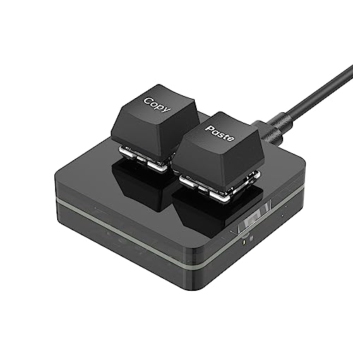 BRIMFORD Programmierbare Tastaturen USB-C Customized Copy Paste Mini 2 Tasten mit LED-Licht Mechanische Hot Swap Makro-Tastatur (Schwarz) von BRIMFORD